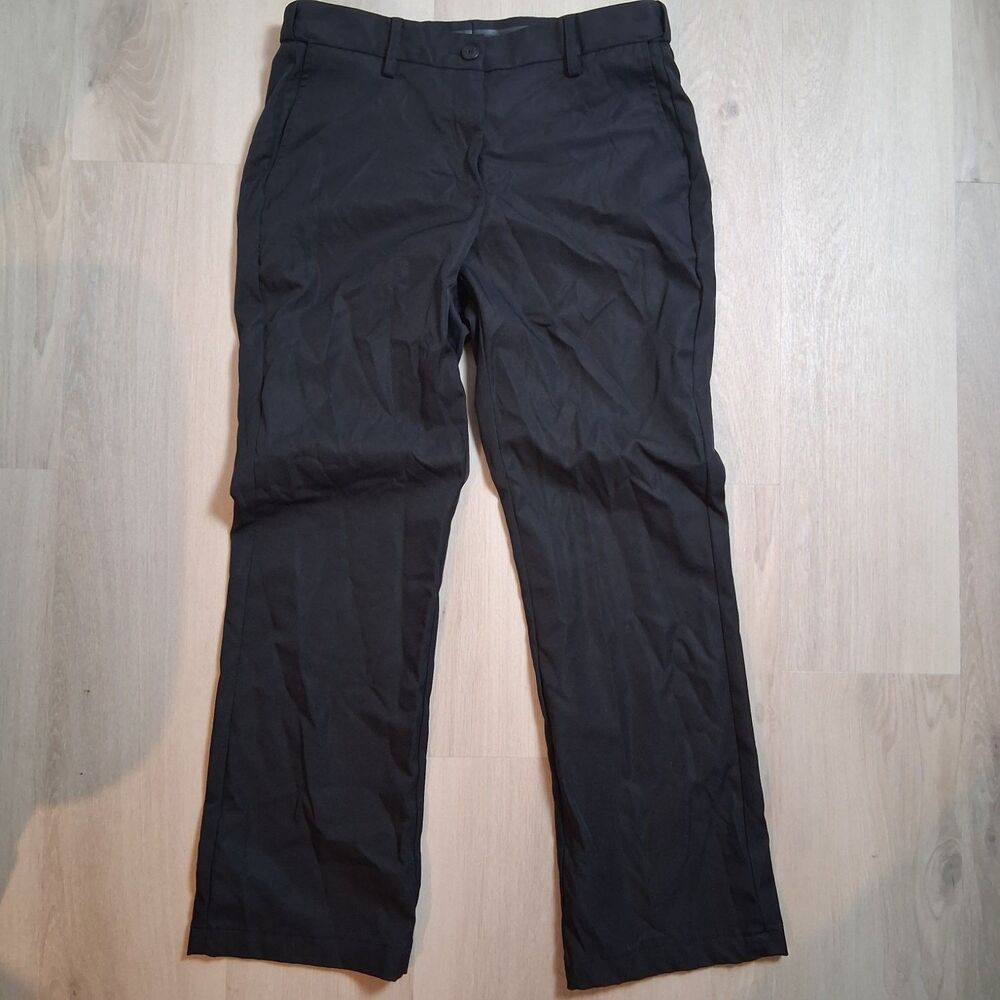Lands' End Dress Pants Womens 6 Black Straight Leg Trouser Flat Front Workwear